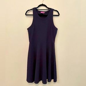 Navy blue dress, high neck, stretchy